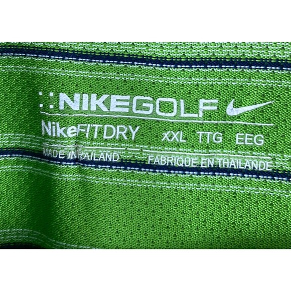 Nike Golf Shirt XXL 2XL Green Stripe Short Sleeve Polo Mens - Picture 5 of 6